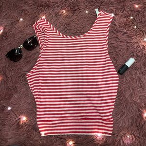 NWOT Red striped tank top crop top